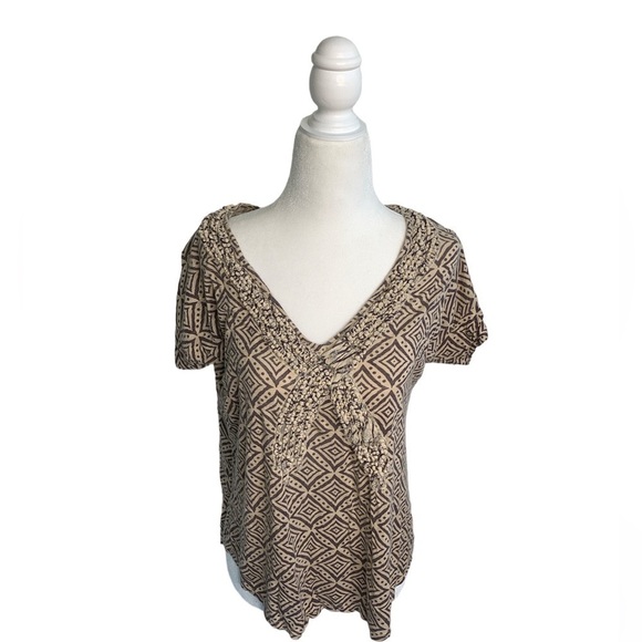 Anthropologie Tops - Anthropologie C. Keer Applique "Raw Elements Top" Blouse sz XS